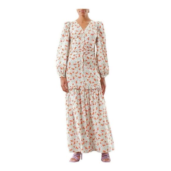 By Timo Floral Cotton Long Sleeve Maxi Dress Size Medium - Picture 1 of 7